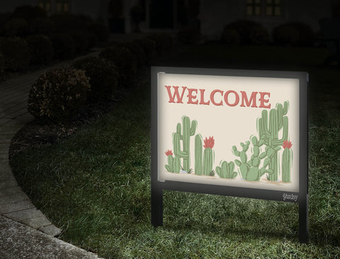 Cacti Welcome Yardsy Sign Walkway