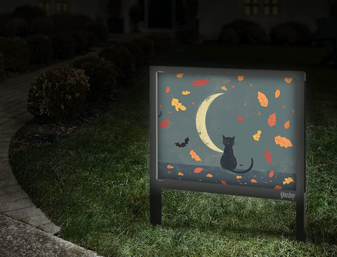 Cat And Moon Fall Yard Sign Walkway