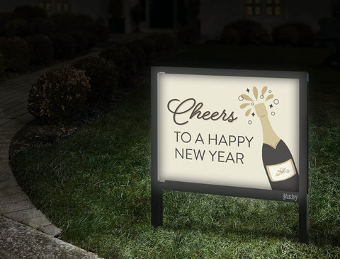 Cheers To A Happy New Year Yardsy Sign Walkway
