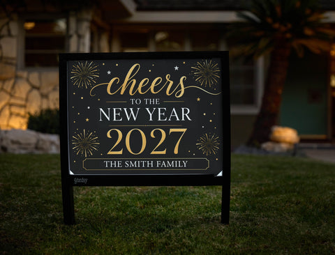 Cheers To The New Year Confetti Custom Yardsy Sign yard sign