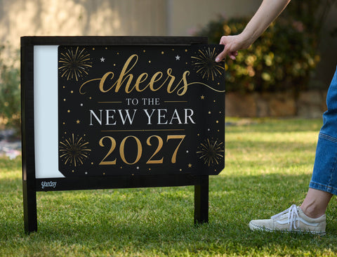 Cheers To The New Year Confetti Yardsy Sign yard sign