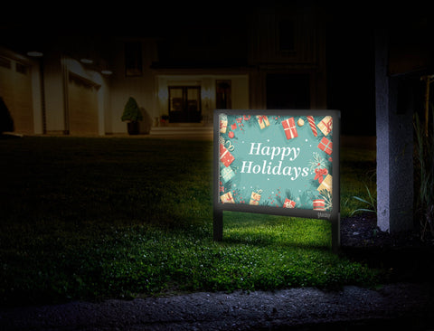 Christmas Happy Holidays Light Green Yard Sign Mailbox