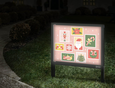 Christmas Postage Stamps Yardsy Sign Walkway.Jpg