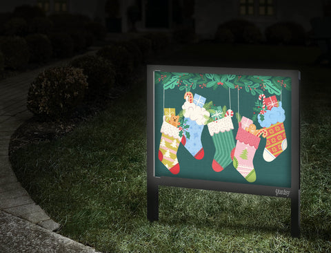 Christmas Stockings Yard Sign Walkway