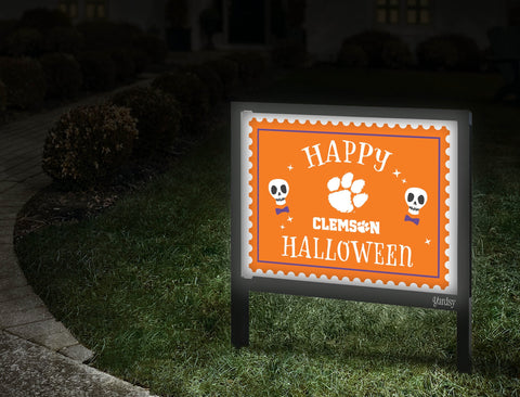 Clemson Happy Halloween Skulls Yardsy Sign