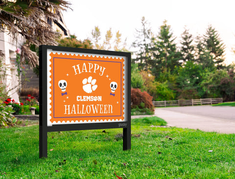 Clemson Happy Halloween Skulls Yardsy Sign