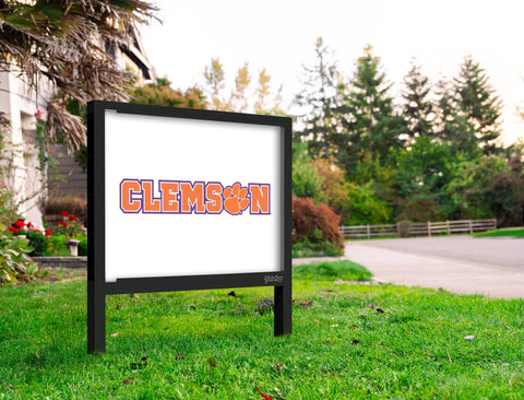 Clemson Paw Orange Wordmark White Yardsy Sign