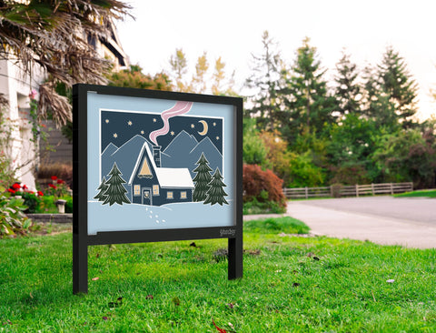 Cozy Winter Cabin Yard Sign Yard