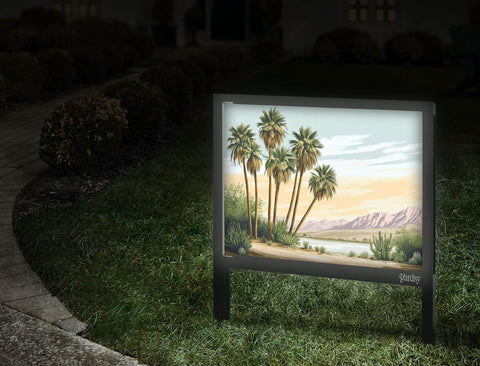 Desert Cactus Palm Oasis Landscape Yard Sign Walkway