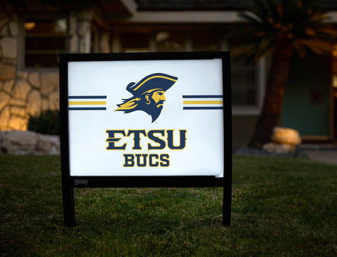 Etsu Bucs Mascot Stripes White Yardsy Sign yard sign