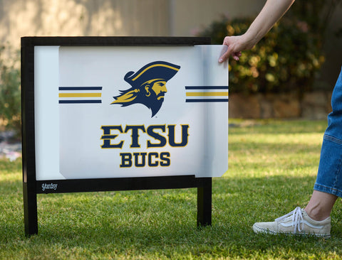 Etsu Bucs Mascot Stripes White Yardsy Sign yard sign