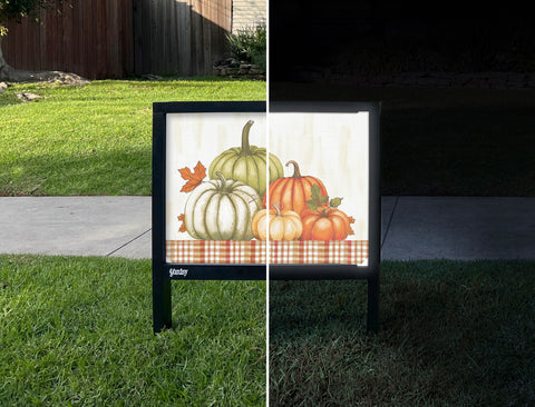 Fall Pumpkins Yardsy Sign - Day Night