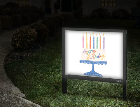 Fancy Rainbow Birthday Cake Yardsy Sign Walkway.Jpg