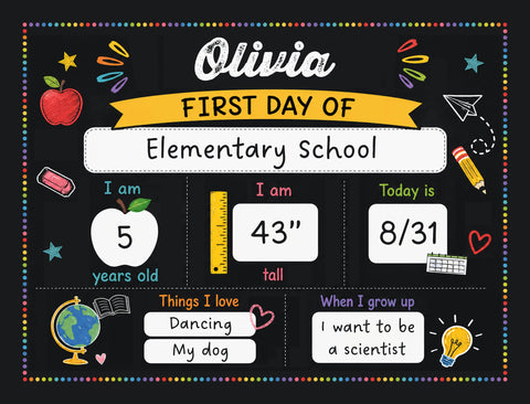 First Day Of School Elementary Custom yard sign