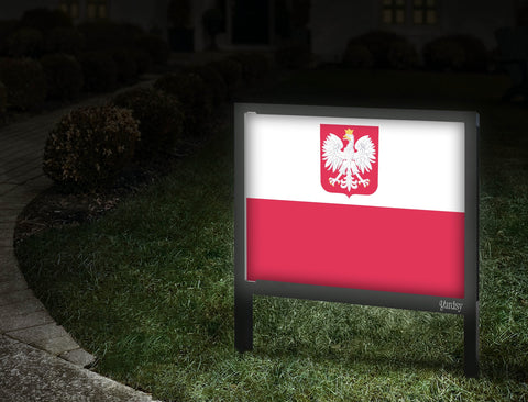 Flag Poland With Coat Of Arms Yardsy Sign Walkway
