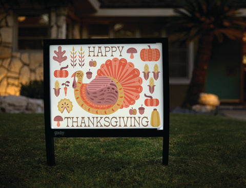 Folk Art Turkey Happy Thanksgiving Yardsy Sign yard sign