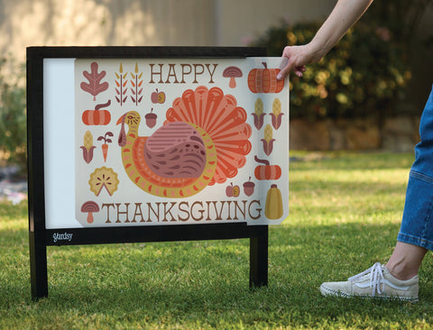 Folk Art Turkey Happy Thanksgiving Yardsy Sign yard sign