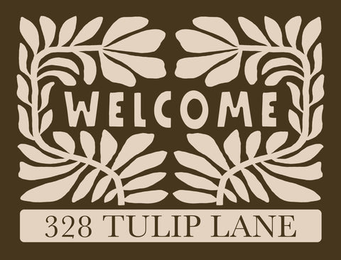 Block Print Welcome Floral Custom Yardsy Sign