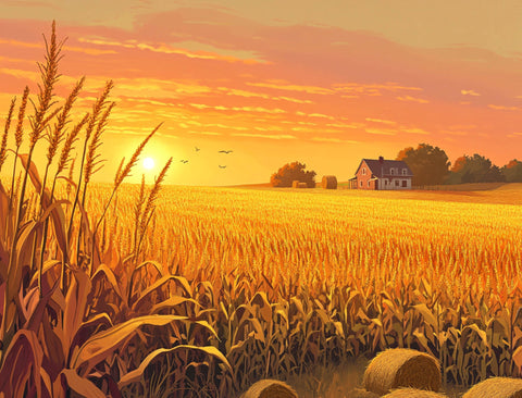 Cornfield At Sunset Yardsy Sign
