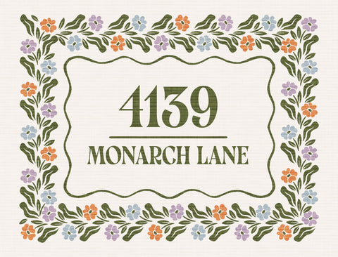 Welcome Floral Border Address Custom Yardsy Sign