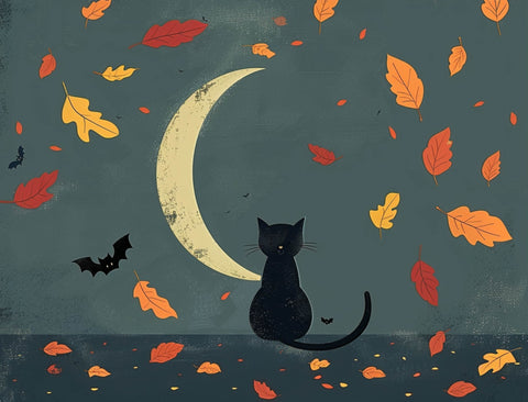 Cat And Moon Fall Yardsy Sign