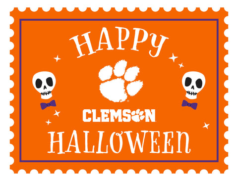 Clemson Happy Halloween Skulls Yardsy Sign