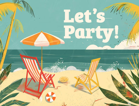 Lets Party Beach Party Retro Yardsy Sign