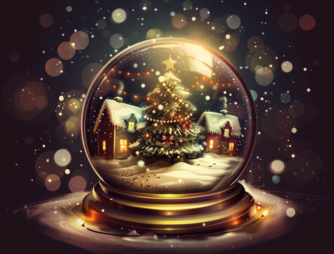 Dark Gleaming Snow Globe Holiday Yardsy Sign