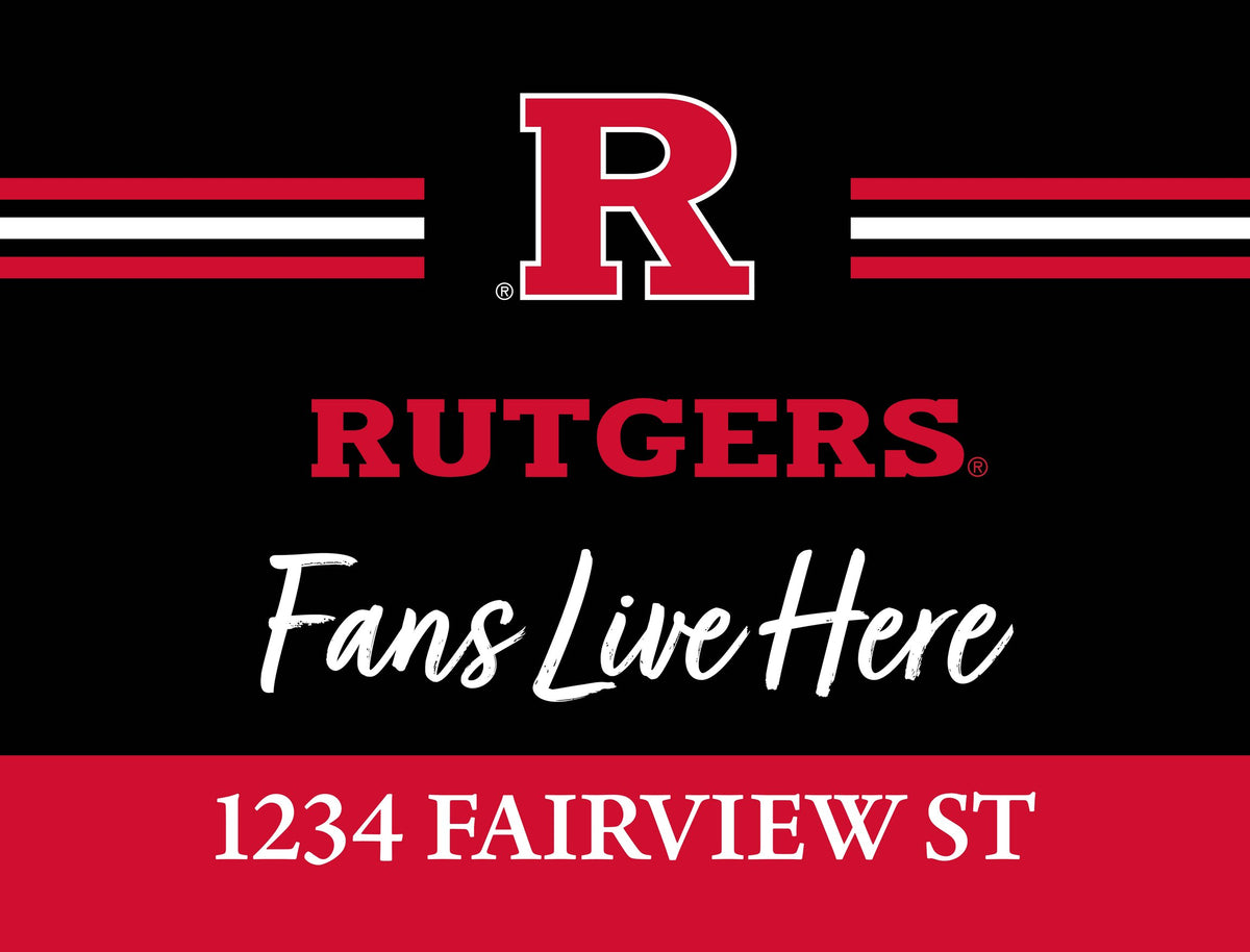 Fans Live Here Rutgers Custom Yardsy Sign