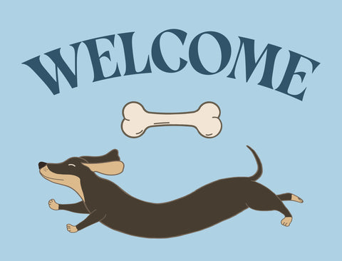 Leaping Dog Welcome Yardsy Sign
