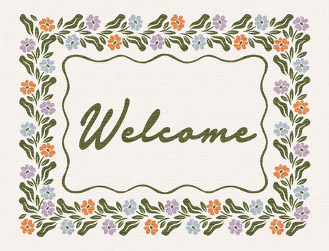 Welcome Floral Border Yardsy Sign