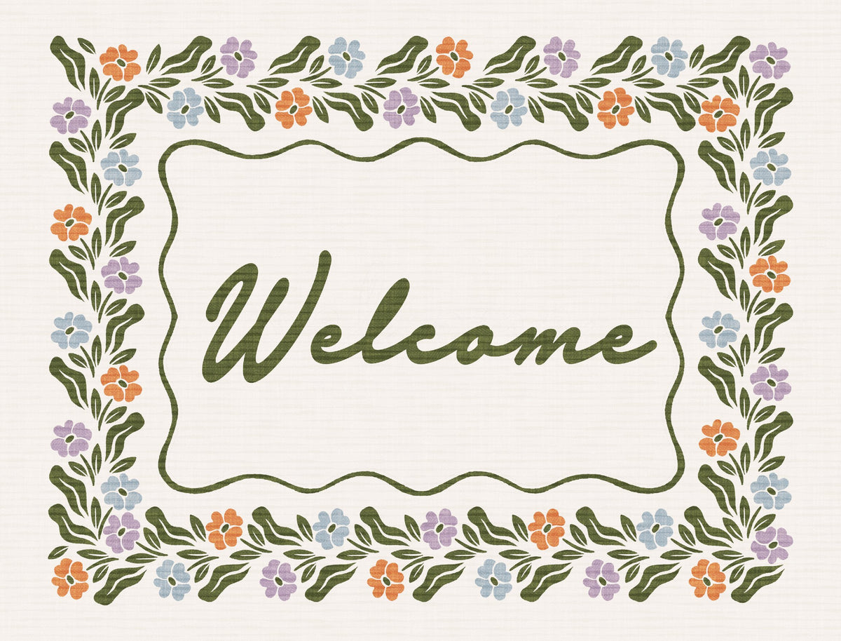 Welcome Floral Border Yardsy Sign