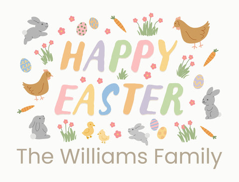 Happy Easter Playful Animals Custom Yardsy Sign