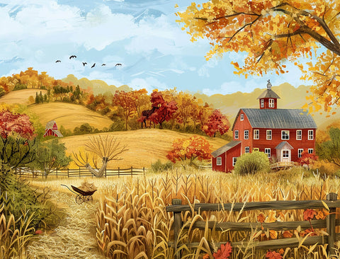 Fall Farm House Landscape Yardsy Sign