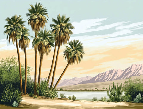 Desert Cactus Palm Oasis Landscape Yardsy Sign