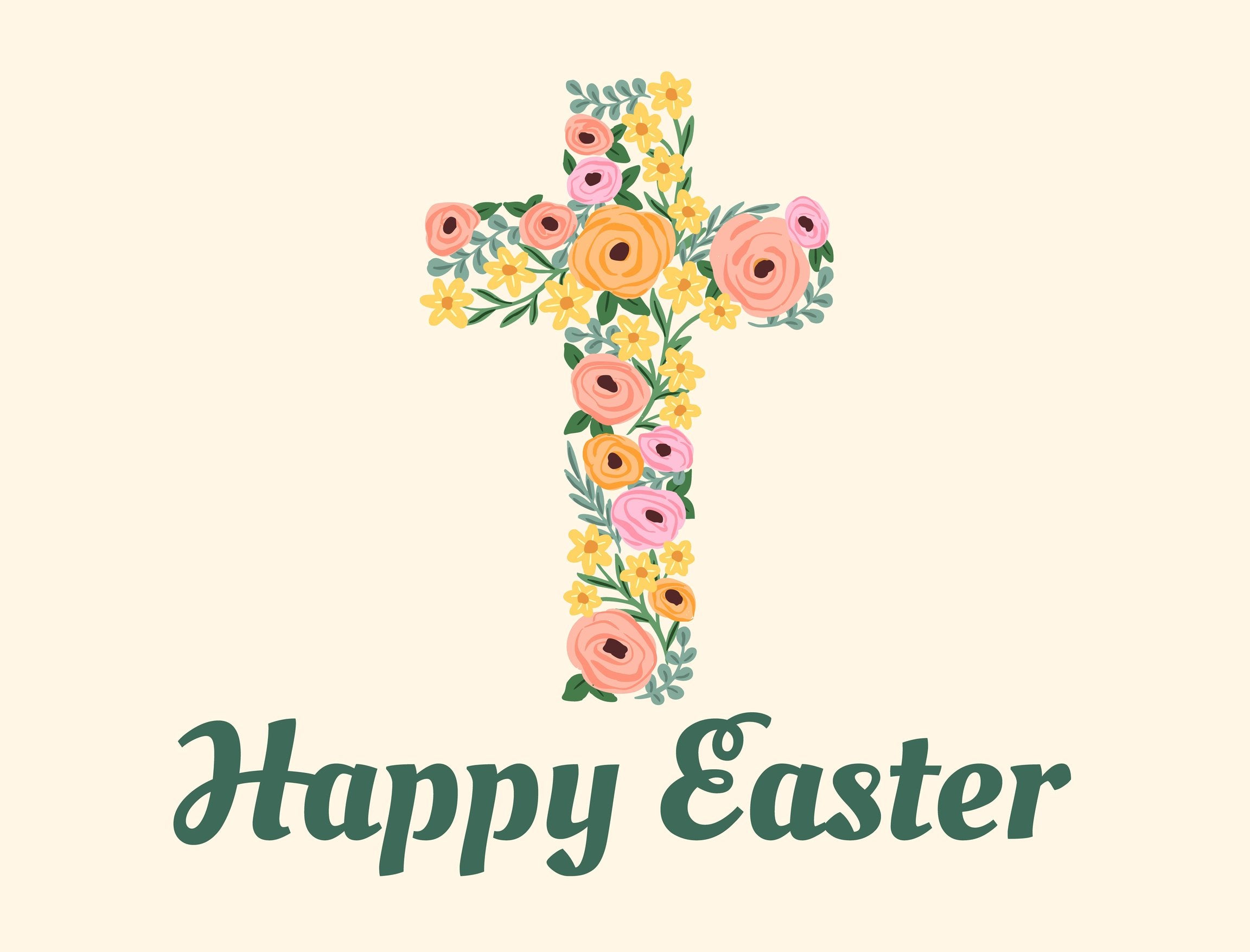 Happy Easter Floral Cross Yardsy Sign