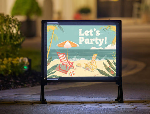 Lets Party Beach Party Retro Yardsy Sign