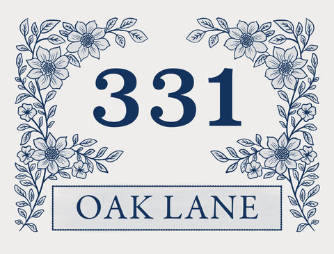 Delicate Floral Address Custom Yardsy Sign