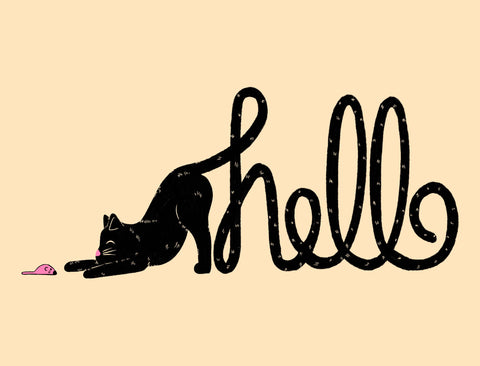 Playful Cat Hello Yardsy Sign