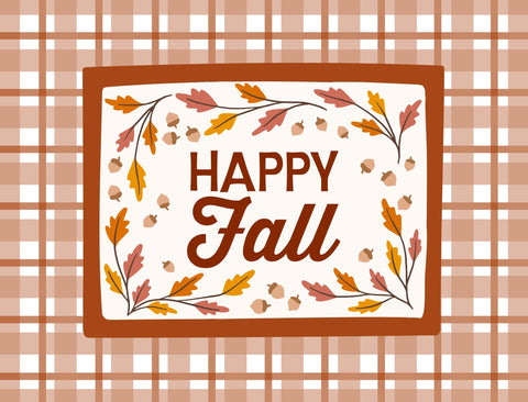 Happy Fall Plaid Border Yardsy Sign