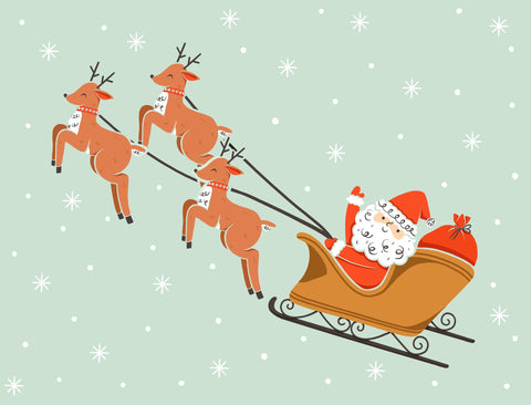 Santa And His Reindeer Yardsy Sign