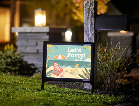 Lets Party Beach Party Retro Yardsy Sign