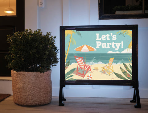 Lets Party Beach Party Retro Yardsy Sign