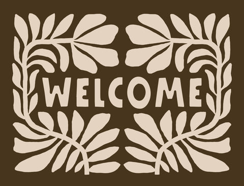 Block Print Welcome Floral Yardsy Sign