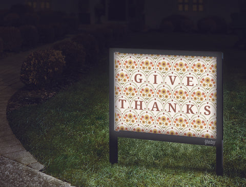 Give Thanks Floral Yardsy Sign Walkway.Jpg