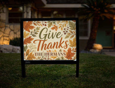 Give Thanks Leaves Custom Yardsy Sign yard sign