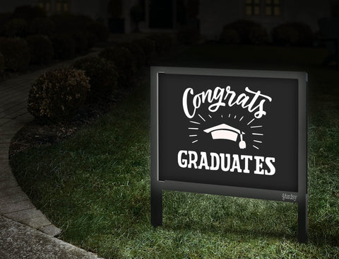 Graduation Cap Congrats Yardsy Sign Walkway.Jpg