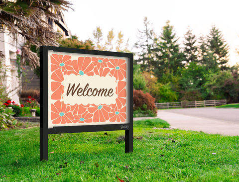 Groovy Floral Welcome Yardsy Sign Yard