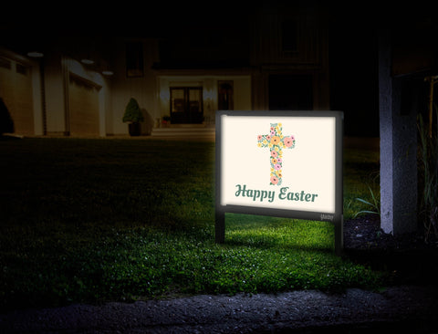 Happy Easter Floral Cross Yardsy Sign Mailbox