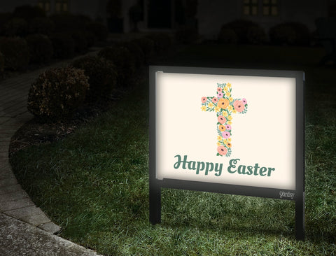 Happy Easter Floral Cross Yardsy Sign Walkway